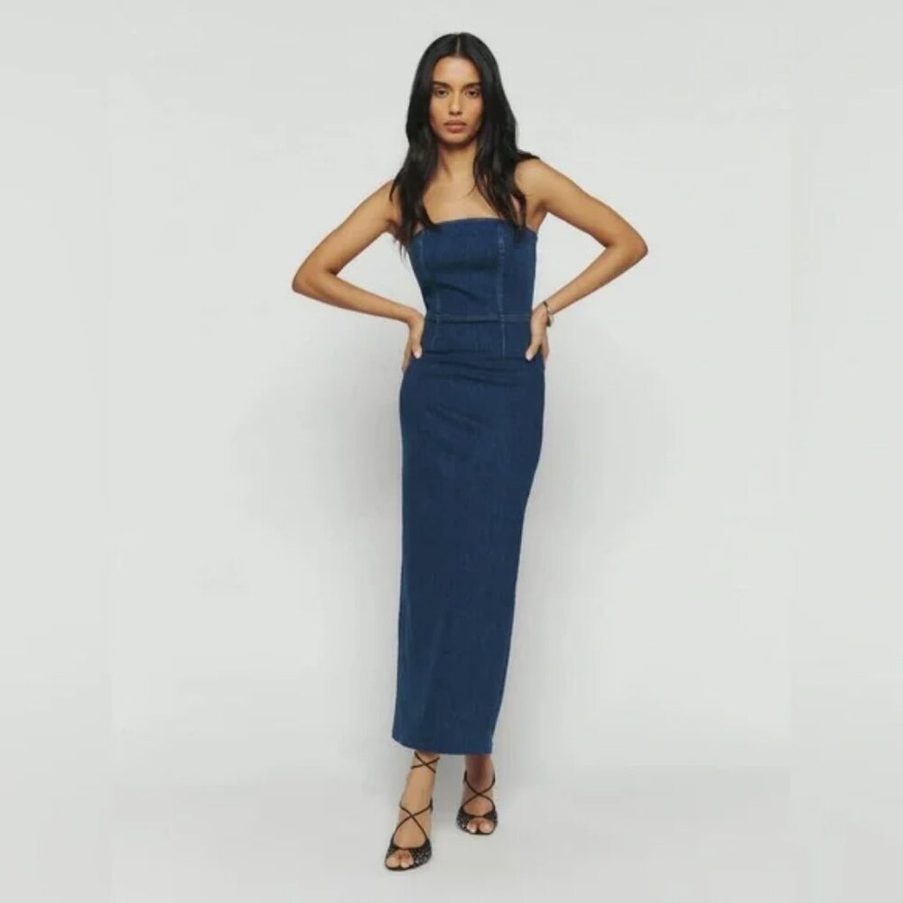 Reformation - Eugenia Denim Midi Dress NWT